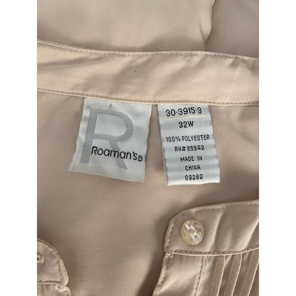 Roaman's Size 32W Light Brown Tan Tuxedo Front Tunic/Blouse Long Sleeve Casual - Picture 8 of 9